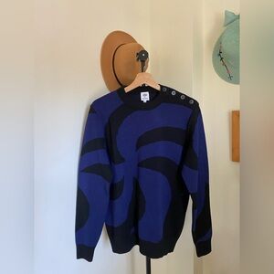 Amor  Lux Wool Laine Soulland Black and Blue Crewneck Sweater